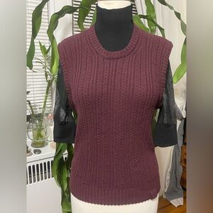 Victoria Beckham Deep Burgundy Crew Neck Sweater